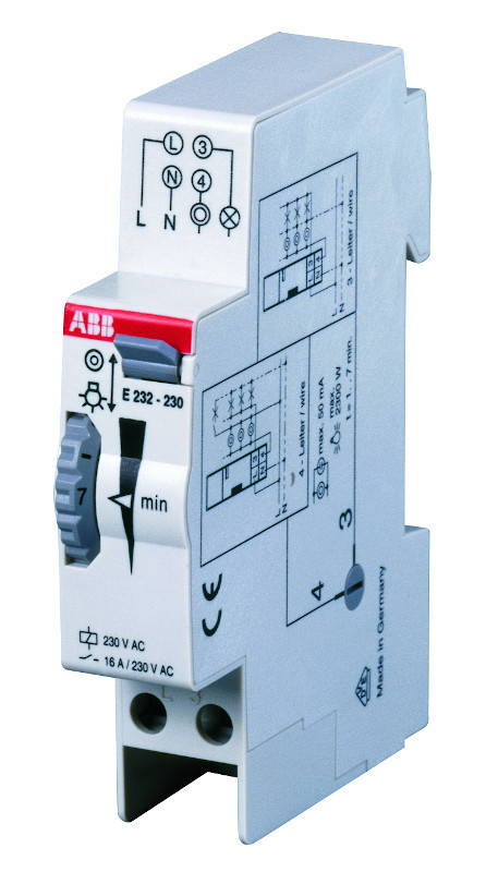 Schodišťový vypínač E 232 od ABB pro instalaci na DIN lištu do rozvodnice