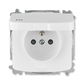 Zásuvka jednonásobná IP44, s ochranným kolíkem, s clonkami, s víčkem, bílá