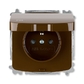 Zásuvka jednonásobná IP44, s ochranným kolíkem, s clonkami, s víčkem, hnědá