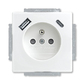 Zásuvka jednonásobná s ochranným kolíkem, s clonkami, s USB nabíjením (USB-A + USB-C), Future® linear, mechová bílá