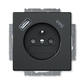 Zásuvka jednonásobná s ochranným kolíkem, s clonkami, s USB nabíjením (USB-A + USB-C), Future® linear, mechová černá