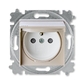 Zásuvka jednonásobná IP44, s ochranným kolíkem, s clonkami, s víčkem, macchiato / bílá