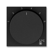 Kryt termostatu prostorového s otočným ovladačem, onyx / kouřová černá