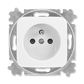 Zásuvka jednonásobná s ochranným kolíkem, s clonkami, Reflex SI, alpská bílá