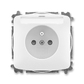 Zásuvka jednonásobná s ochranným kolíkem, s clonkami, s popisovým polem, Tango®, bílá