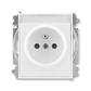 Zásuvka jednonásobná s ochranným kolíkem, s clonkami, s popisovým polem, Element®, Time®, bílá / bílá