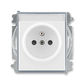 Zásuvka jednonásobná s ochranným kolíkem, s clonkami, s popisovým polem, Element®, bílá / ledová šedá