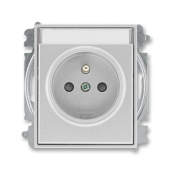 Zásuvka jednonásobná s ochranným kolíkem, s clonkami, s popisovým polem, Time®, Time® Arbo, titanová